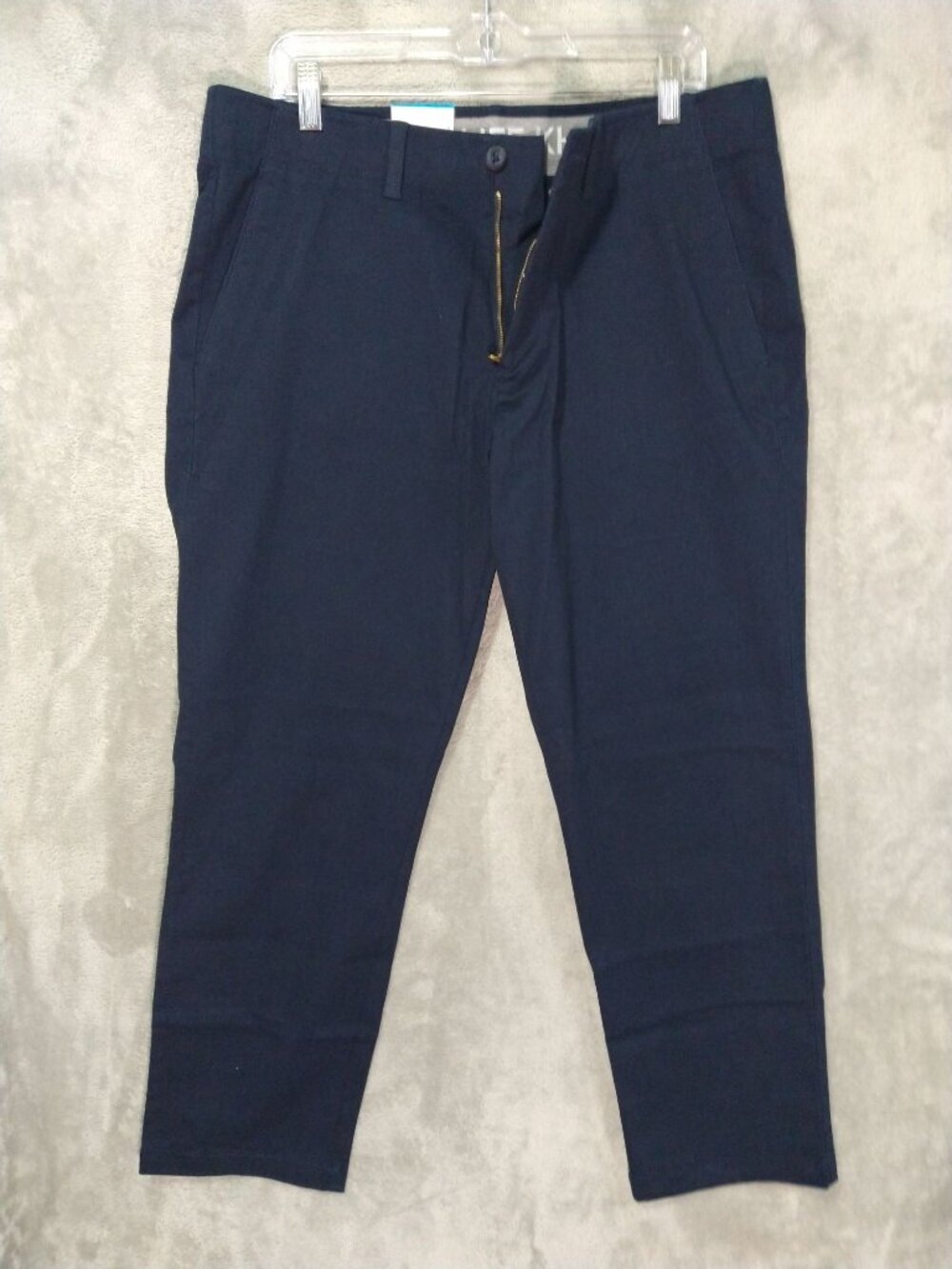 Haggar Life Khaki Pants Mens 36x30 Navy Straight Super Flex Flat Front NWT